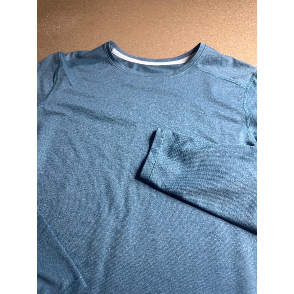 Stio Womens Basis Long Sleeve Performance Shirt Blue Teal Heather Medium
